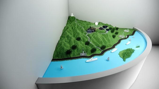 Meteorological radar station observation site 3D model