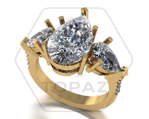 Pear Diamond Engagement Ring 3D print model 3D print model