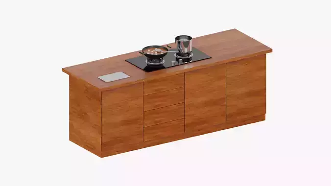 Modern kitchen cooking food 3D Model