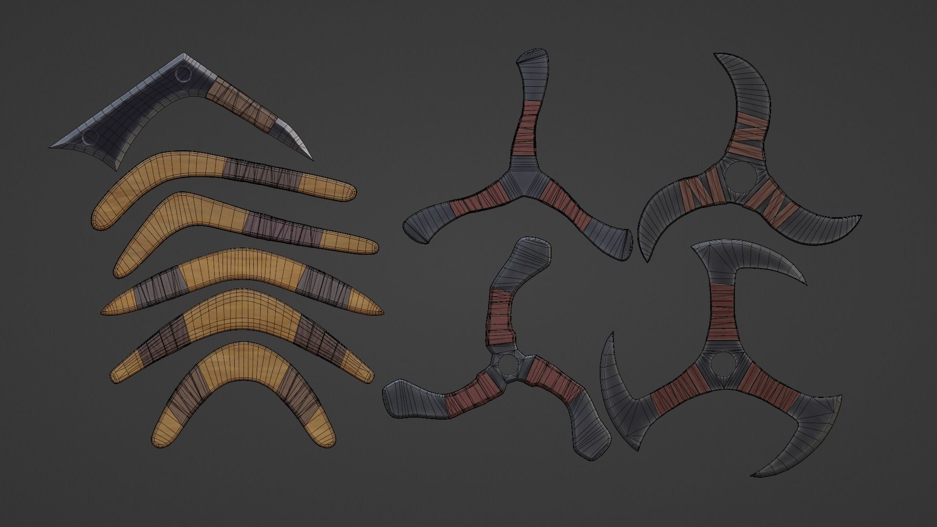  Boomerangs  throwing weapon Low-poly 3D model_20