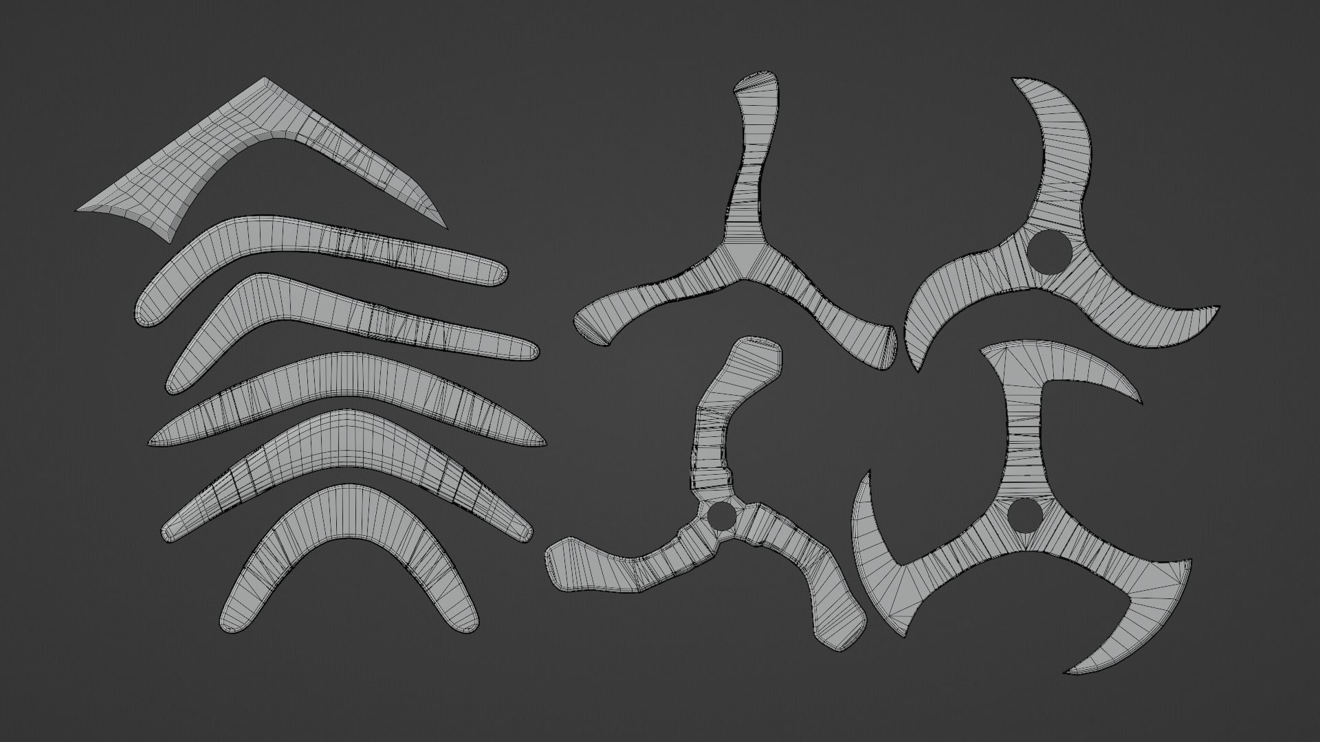  Boomerangs  throwing weapon Low-poly 3D model_21