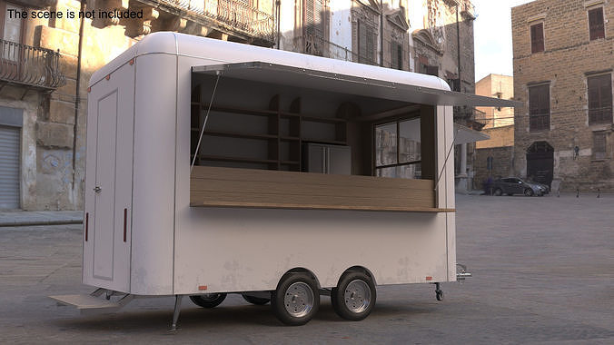 Mobile Food Concession Trailer White with Equipment 3D model