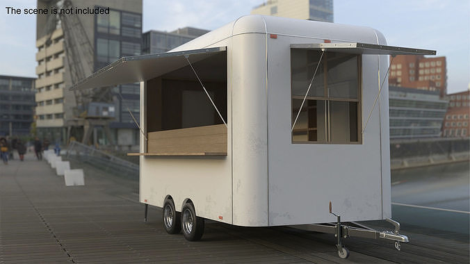 Mobile Food Concession Trailer White with Equipment 3D model 3