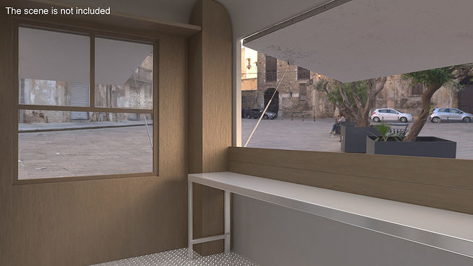 Mobile Food Concession Trailer White with Equipment 3D model 7