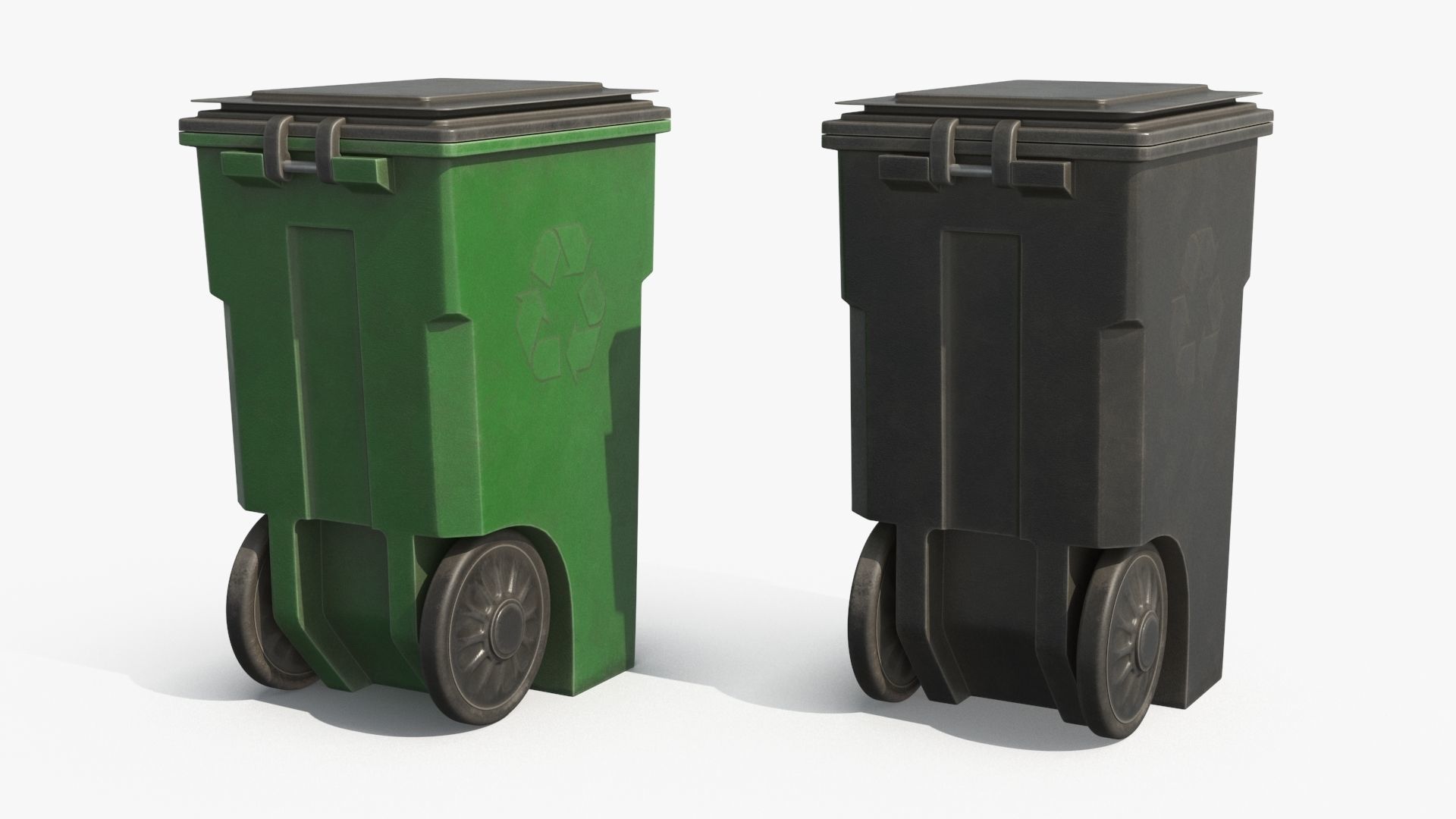 Plastic Trash Bin 2 COLORS Low-poly 3D model_13