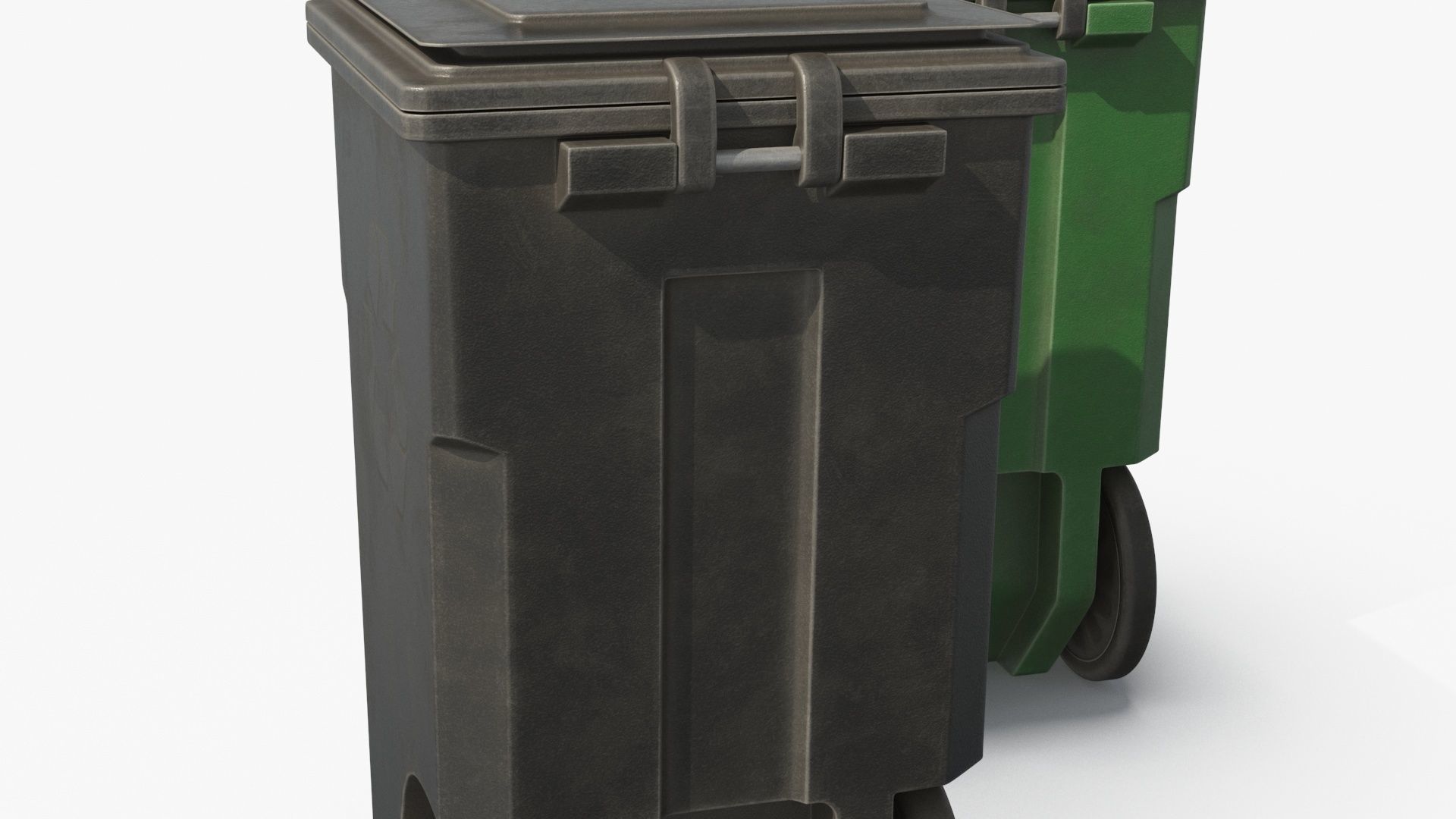Plastic Trash Bin 2 COLORS Low-poly 3D model_6