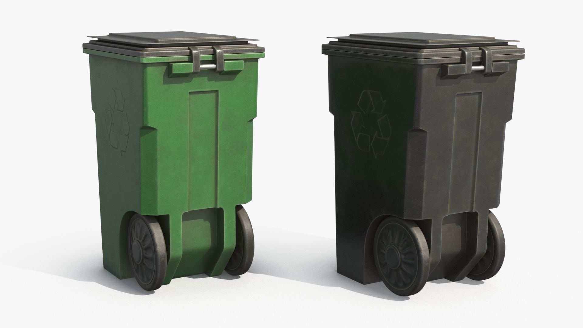 Plastic Trash Bin 2 COLORS Low-poly 3D model_14