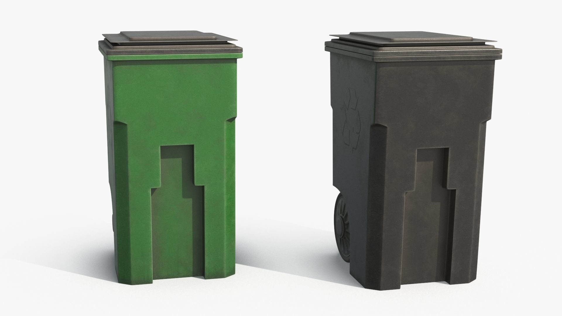 Plastic Trash Bin 2 COLORS Low-poly 3D model_10