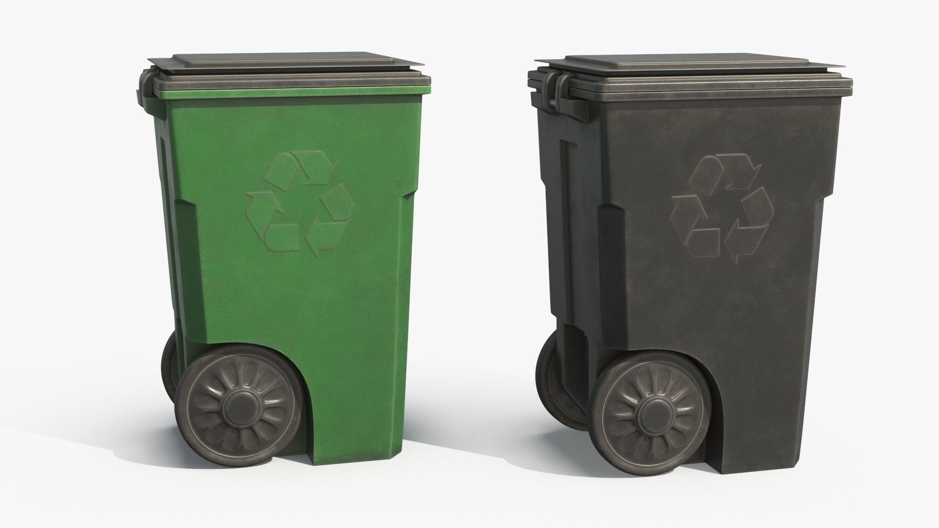 Plastic Trash Bin 2 COLORS Low-poly 3D model_12