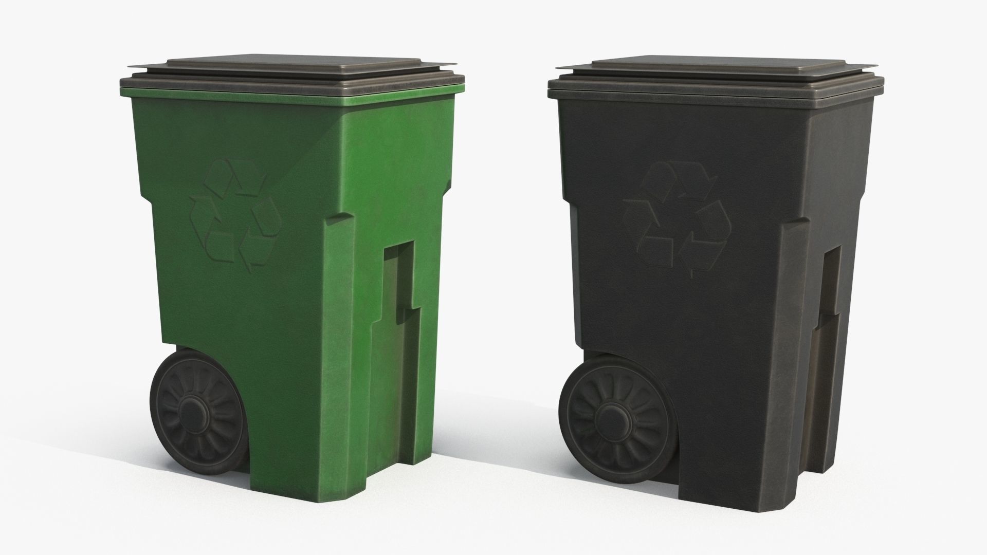 Plastic Trash Bin 2 COLORS Low-poly 3D model_11