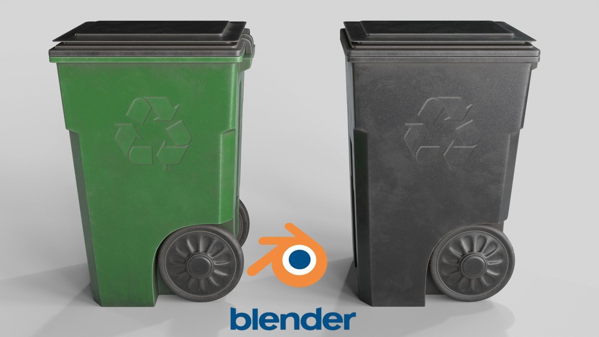 Plastic Trash Bin 2 COLORS Low-poly 3D model_8