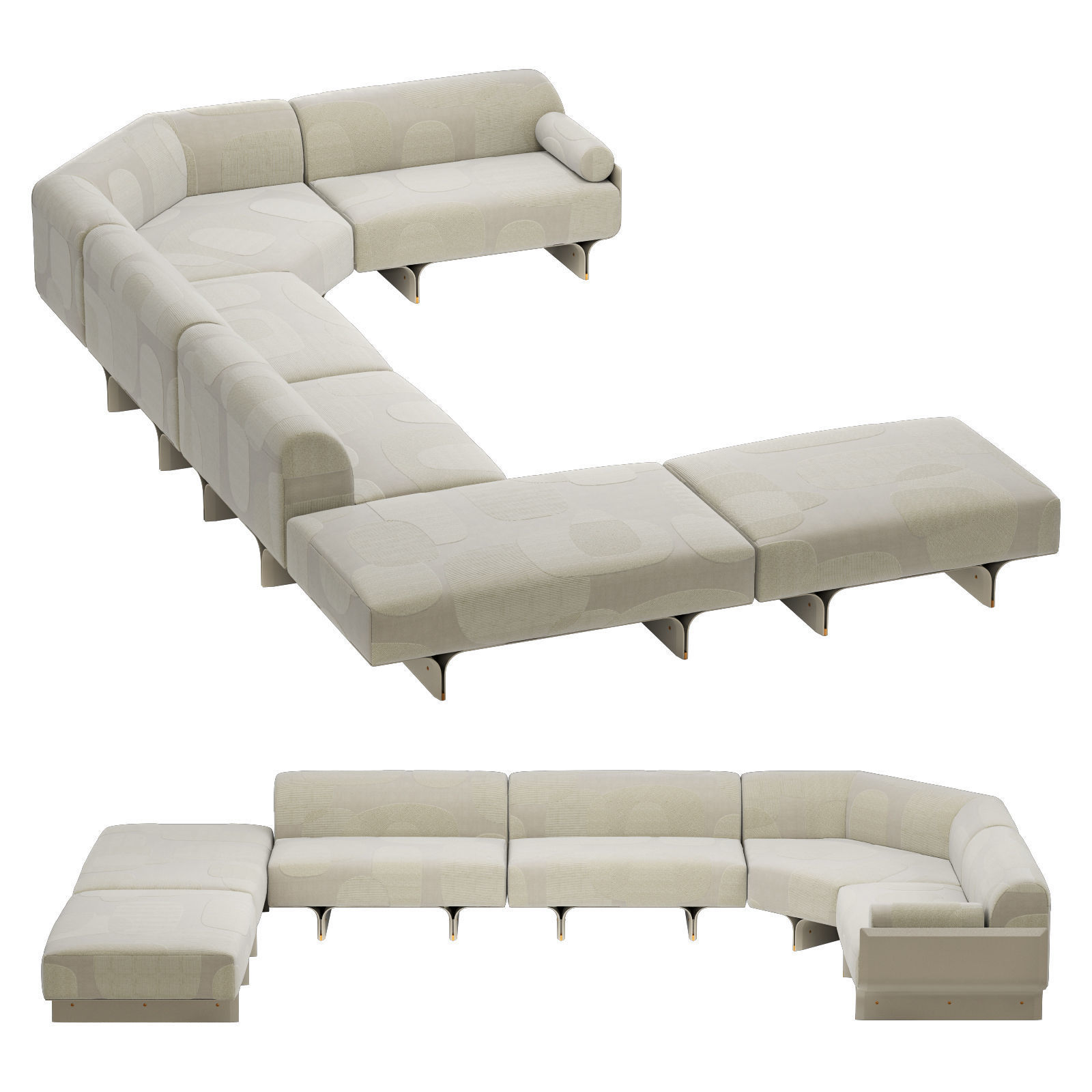 Gallotti and radice stami sofa plus composition 3 3D model_6
