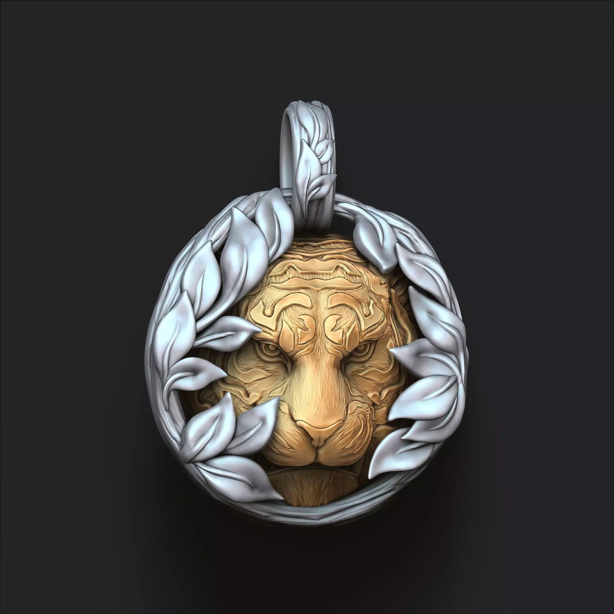 Tiger In Nature Pendant 3D print model_0