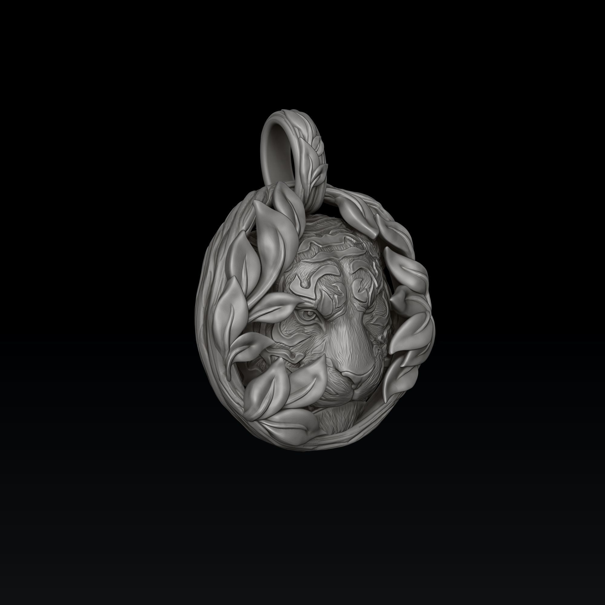 Tiger In Nature Pendant 3D print model_7