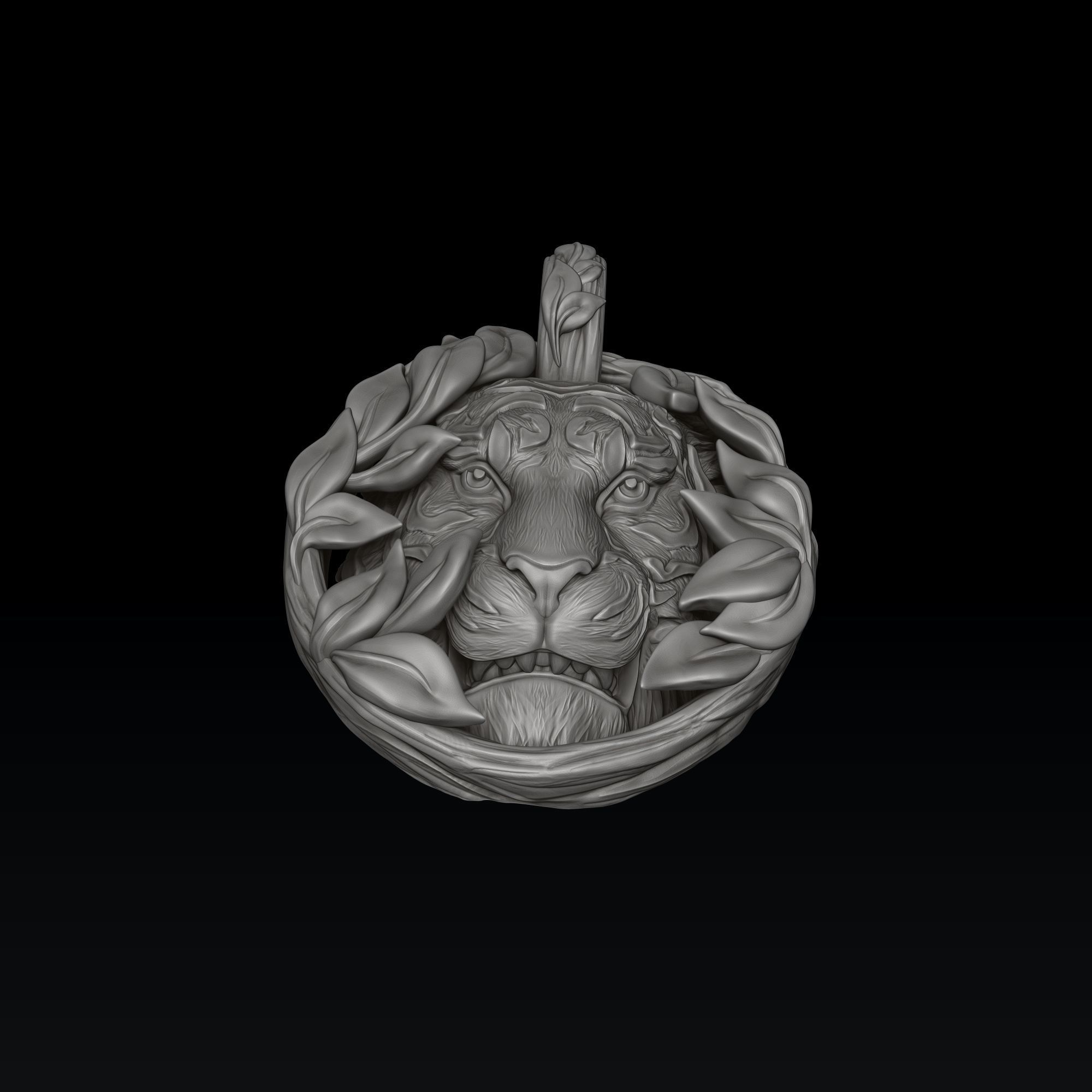 Tiger In Nature Pendant 3D print model_2