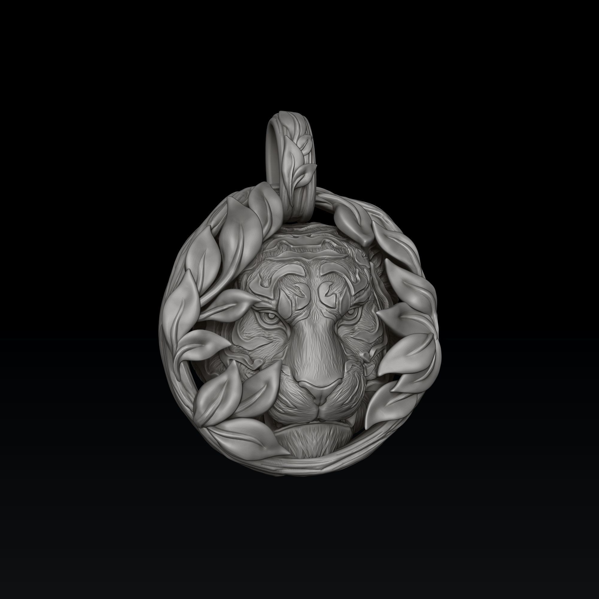 Tiger In Nature Pendant 3D print model_5