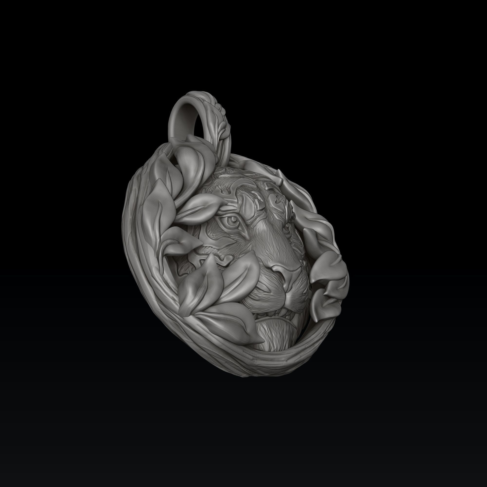 Tiger In Nature Pendant 3D print model_4