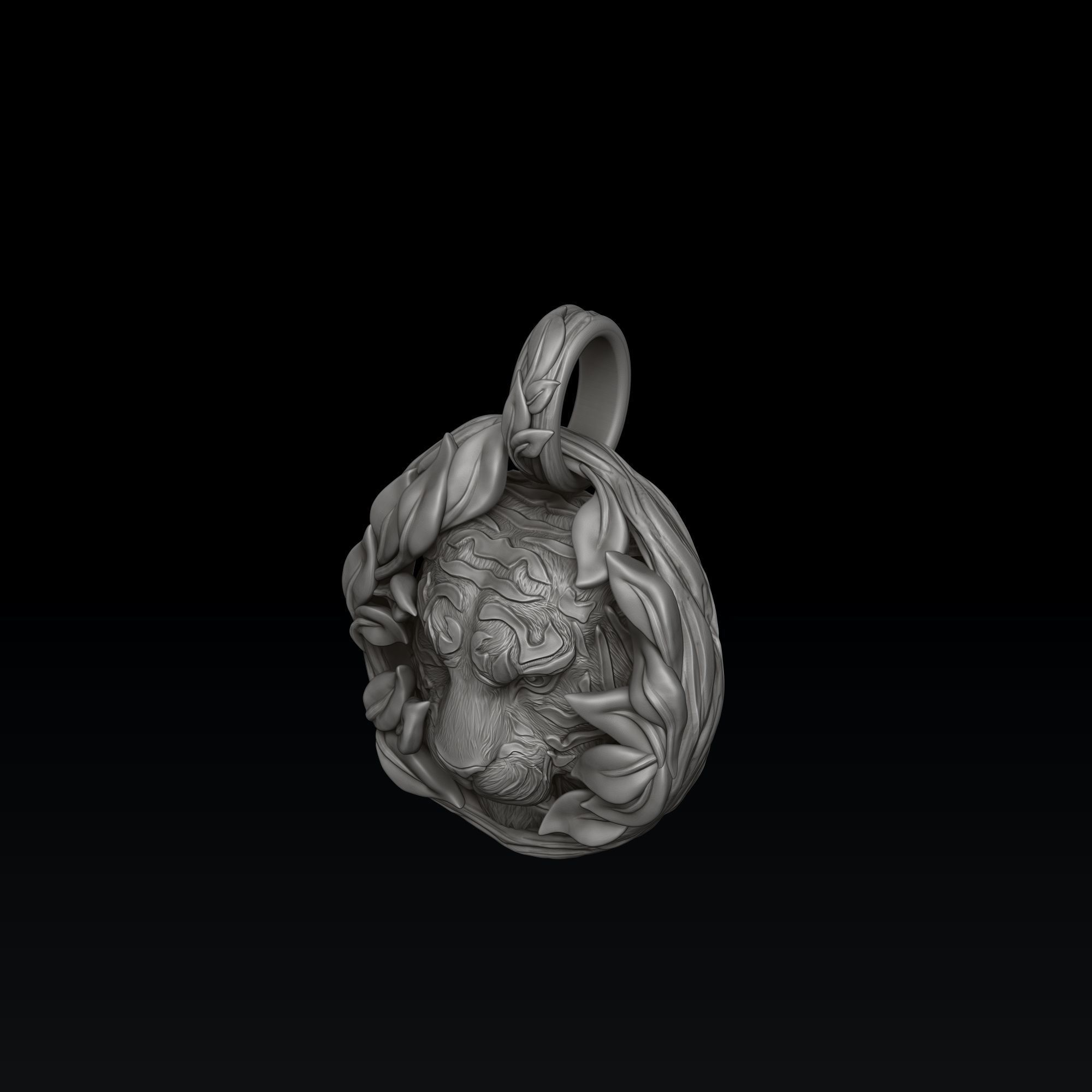 Tiger In Nature Pendant 3D print model_3