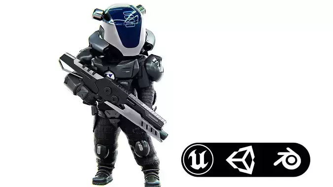 CYBER SOLDIER XC-25  Rigged for Unreal Engine - Unity - MIXAMO 