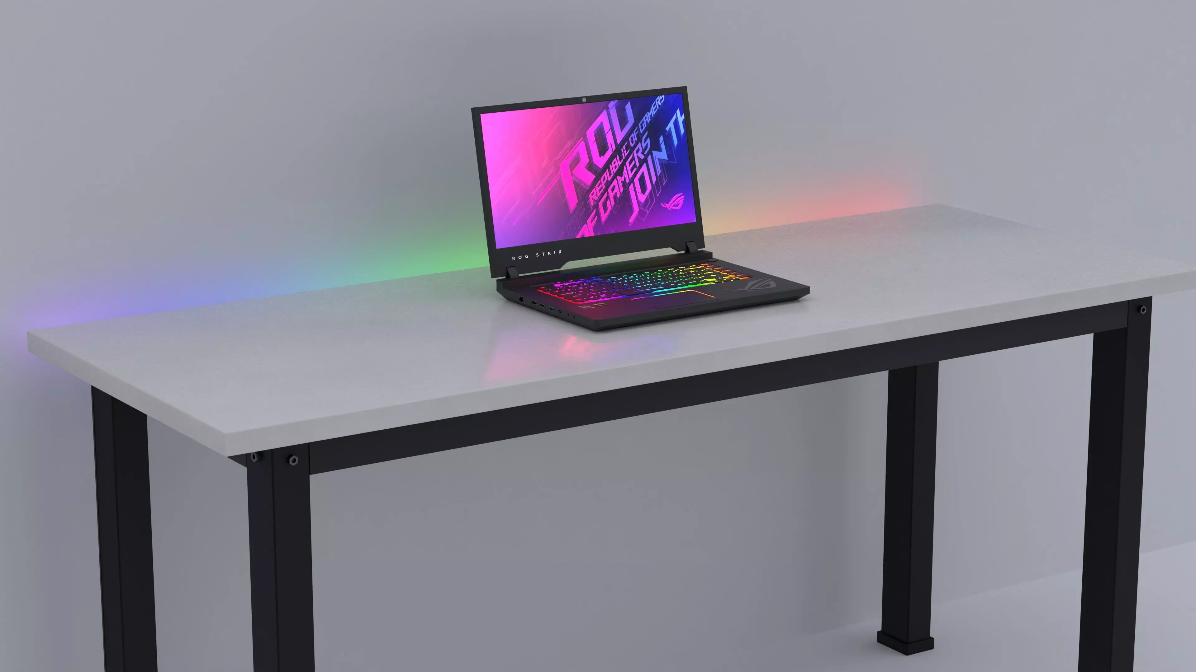 Computer Table 3D Model 160cm Low-poly 3D model