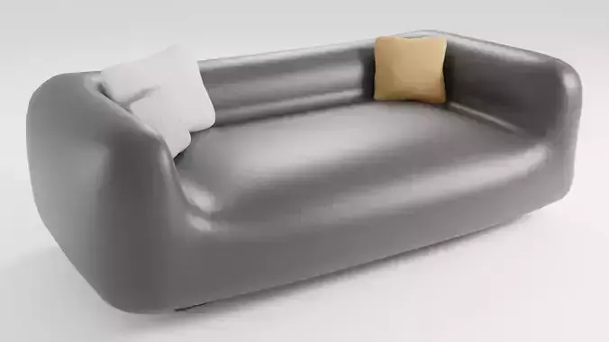 Sofa made of eco-leather with very soft filling in dark colors