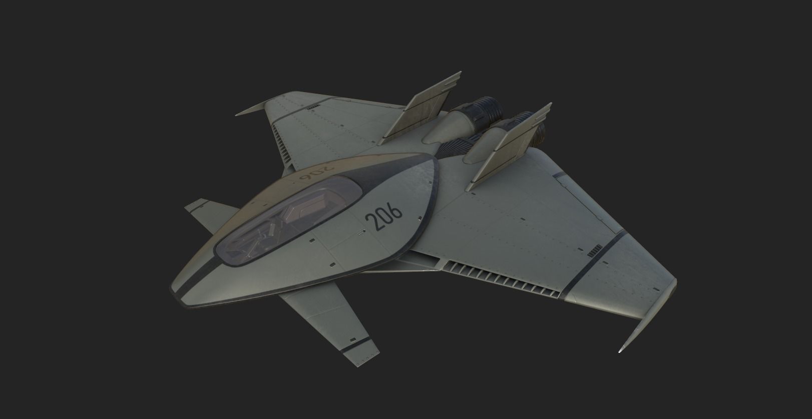 Sci Fi Rigged Spacecraft Low-poly 3D model_4