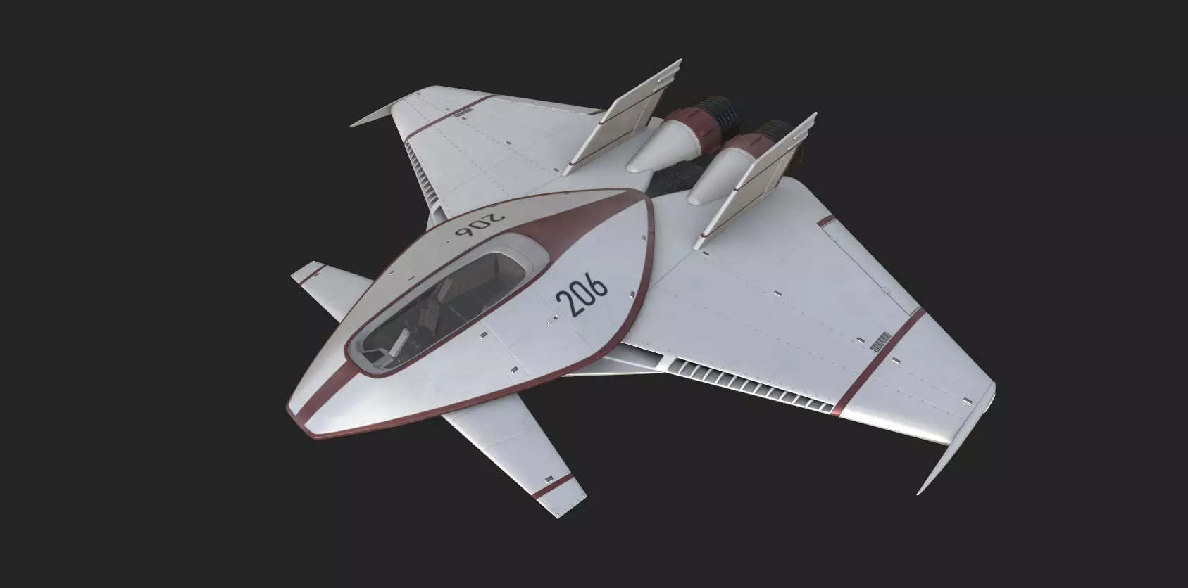 Sci Fi Rigged Spacecraft Low-poly 3D model_0