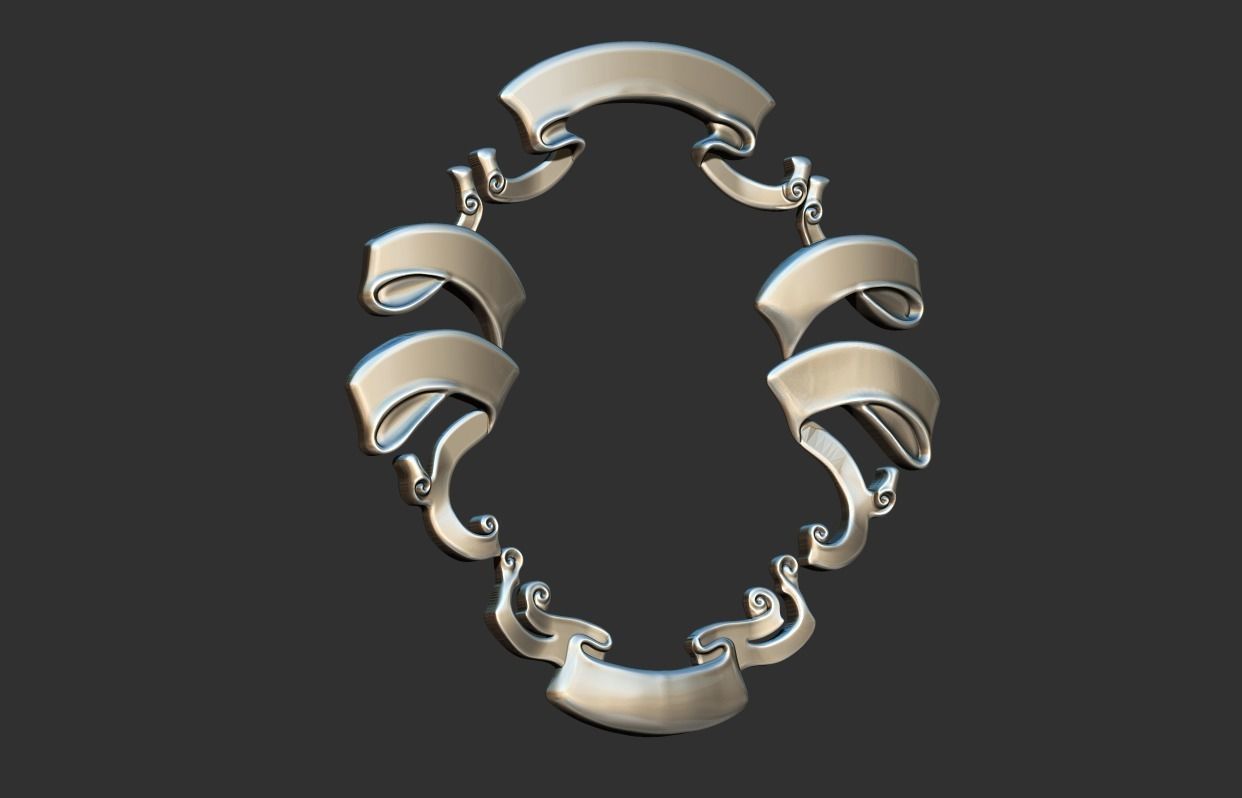 Heraldic Scroll - Crest - Coar of Arms 3D print model_1