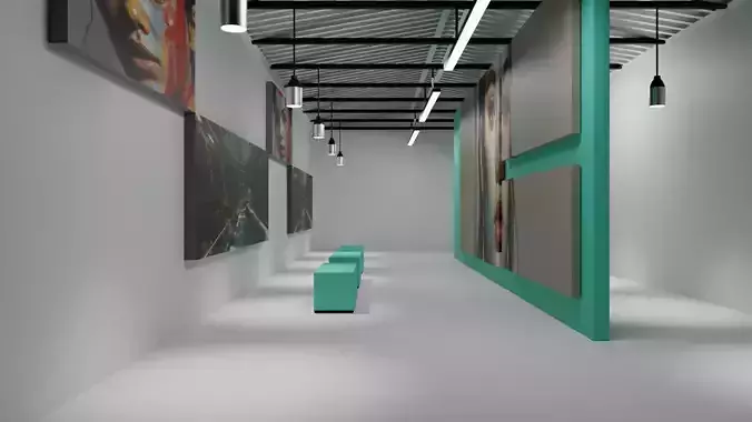 Modern Art Gallery and Photo Studio 01 VR AR 3d model 