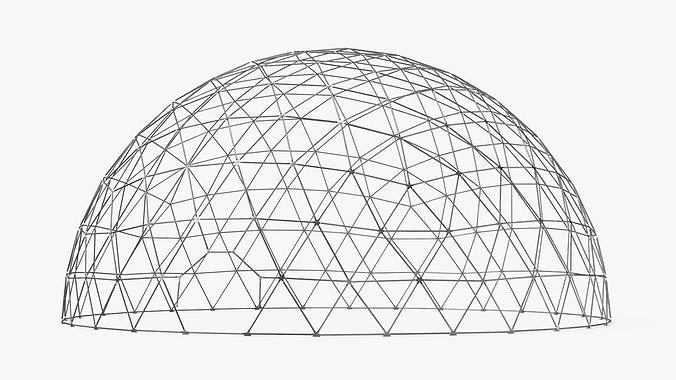 Hemisphere Geodesic Metal Construction 3D model 5