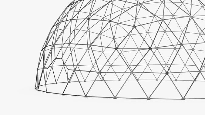 Hemisphere Geodesic Metal Construction 3D model 6