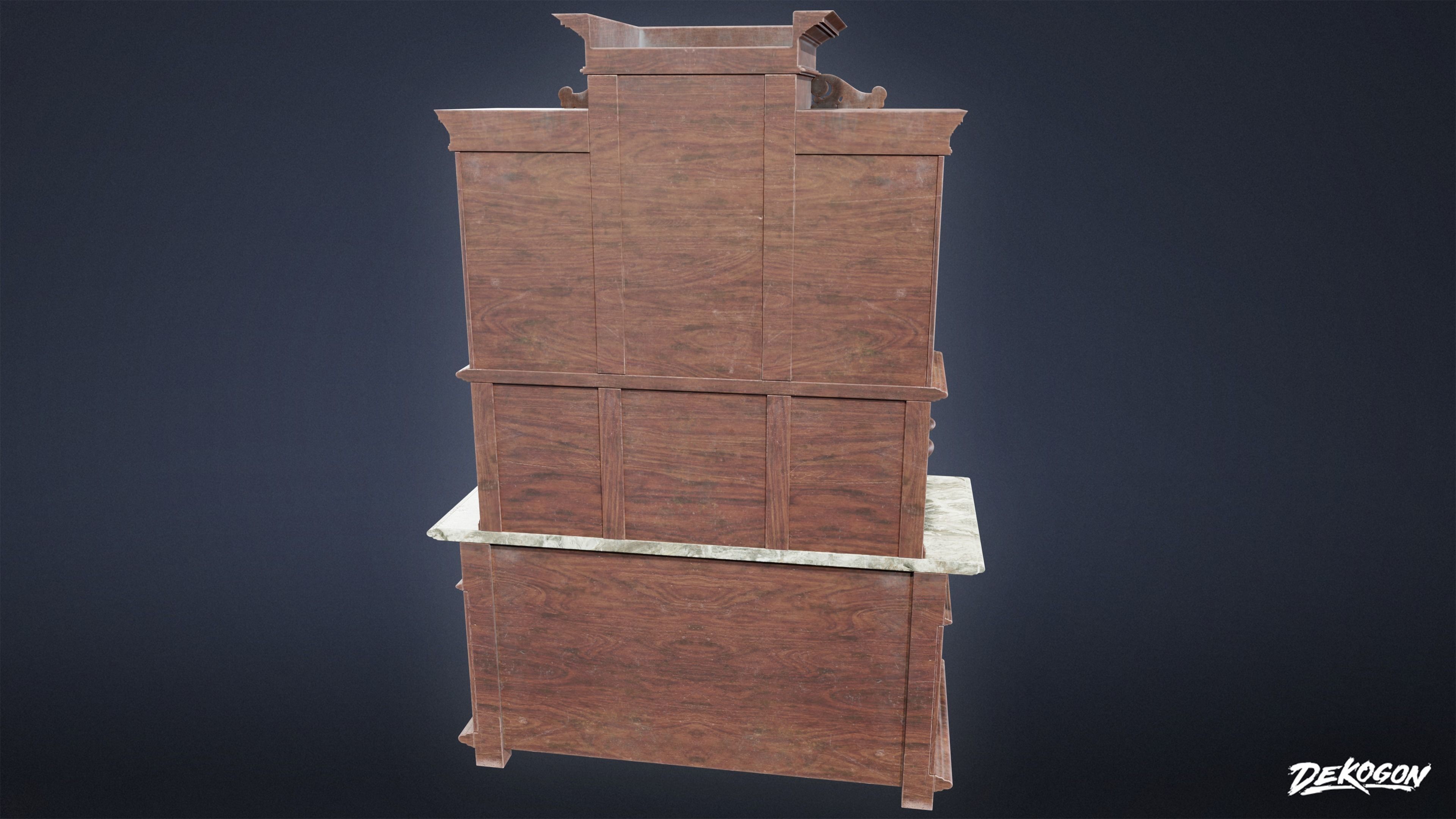 VICTORIAN - Cabinet Victorian 04 - LOW POLY AND NANITE Low-poly 3D model_3