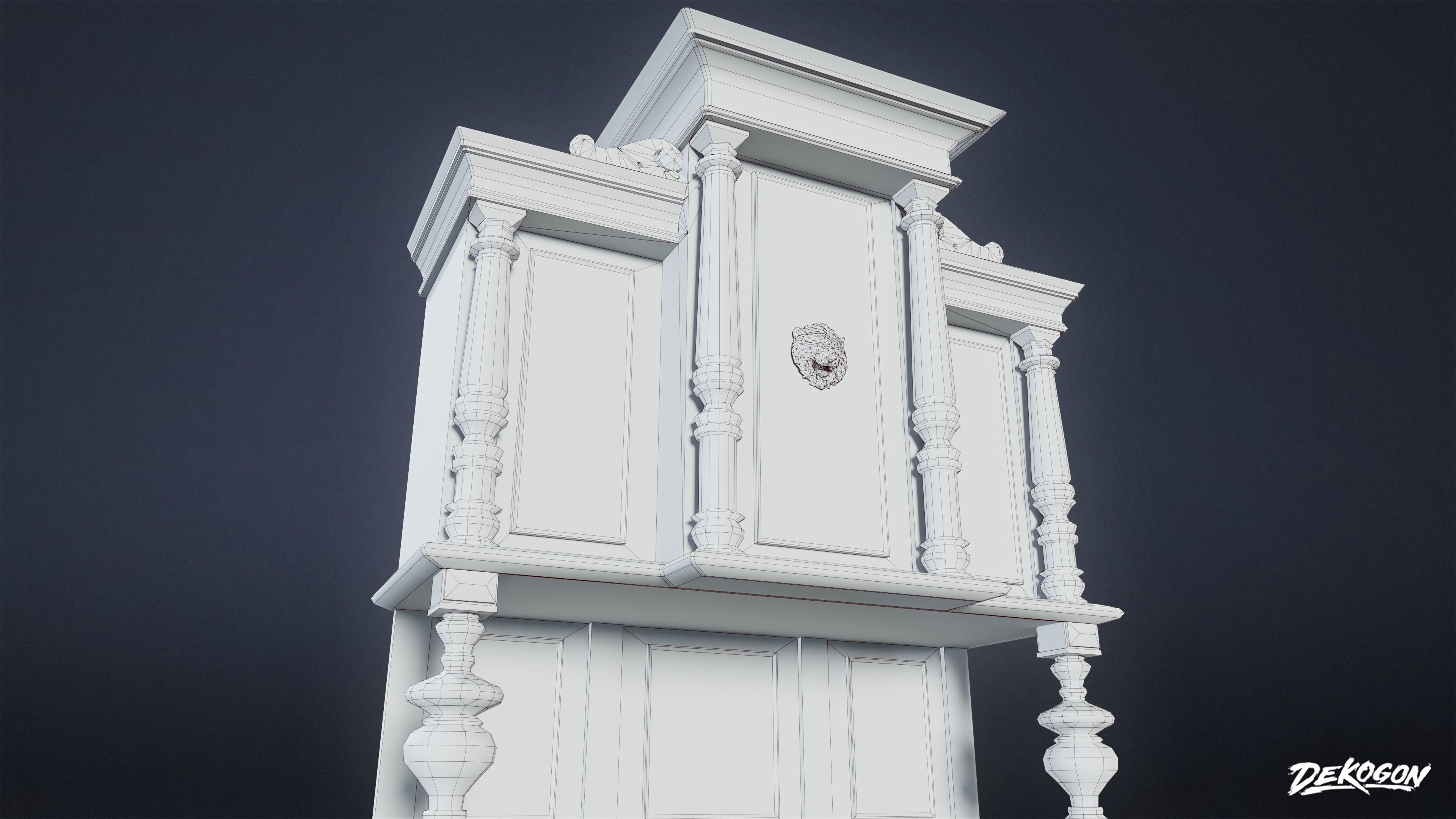 VICTORIAN - Cabinet Victorian 04 - LOW POLY AND NANITE Low-poly 3D model_10