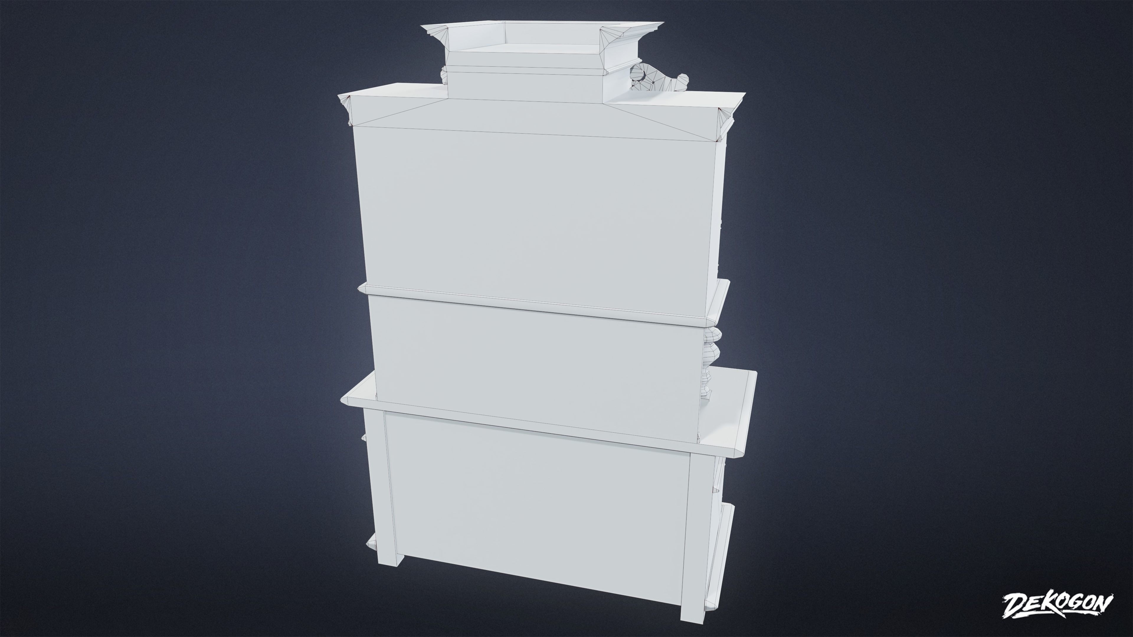 VICTORIAN - Cabinet Victorian 04 - LOW POLY AND NANITE Low-poly 3D model_8