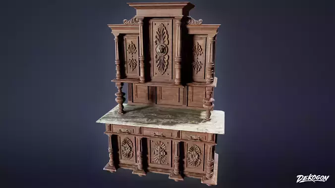 VICTORIAN - Cabinet Victorian 04 - LOW POLY AND NANITE