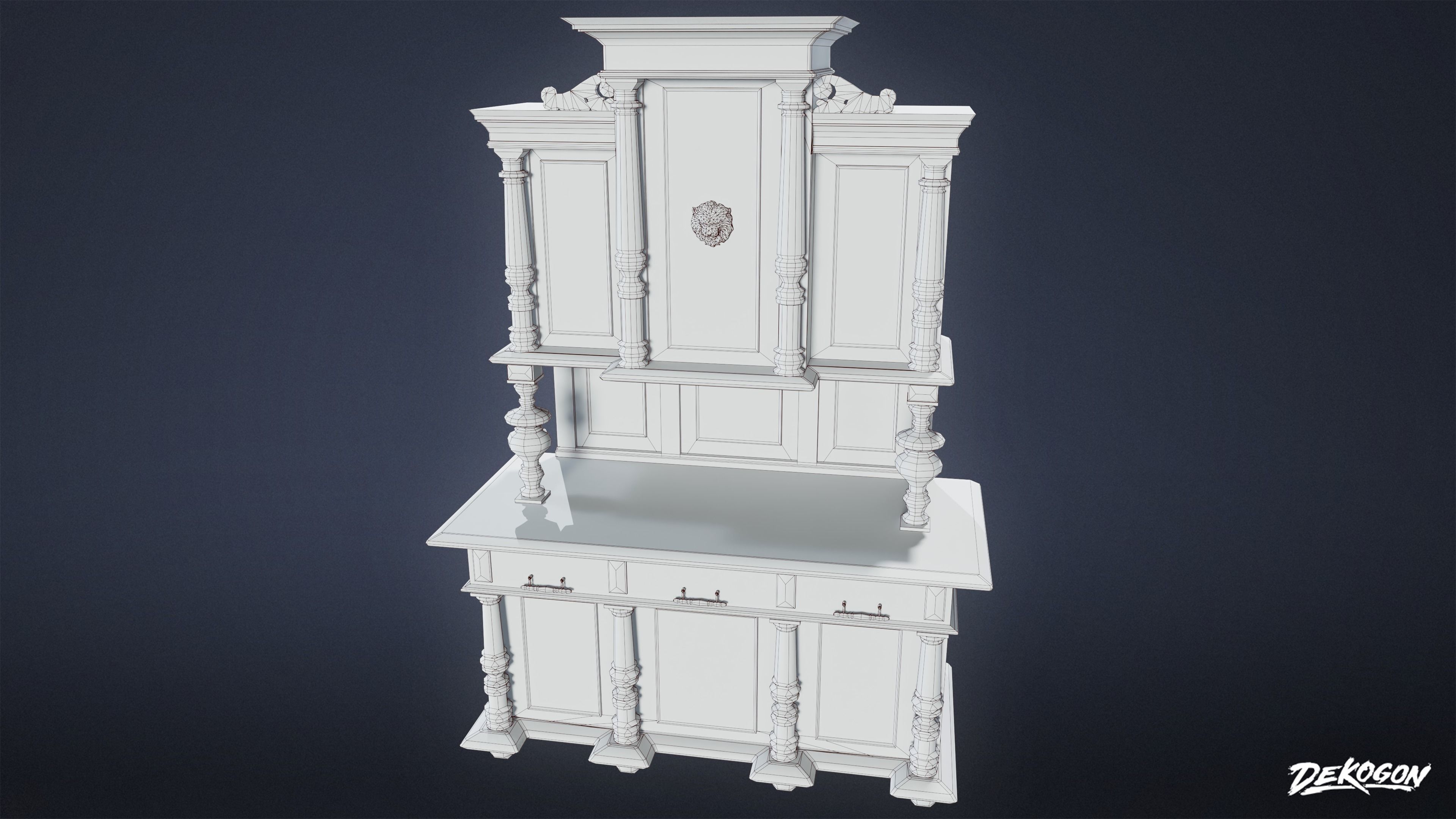 VICTORIAN - Cabinet Victorian 04 - LOW POLY AND NANITE Low-poly 3D model_9