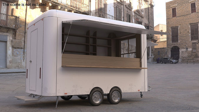 Mobile Food Trailer White Empty 3D model 3