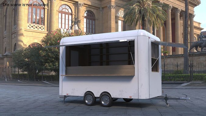 Mobile Food Trailer White Empty 3D model