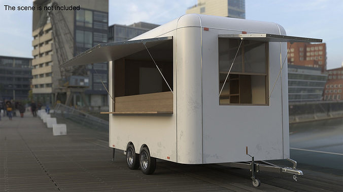 Mobile Food Trailer White Empty 3D model 2