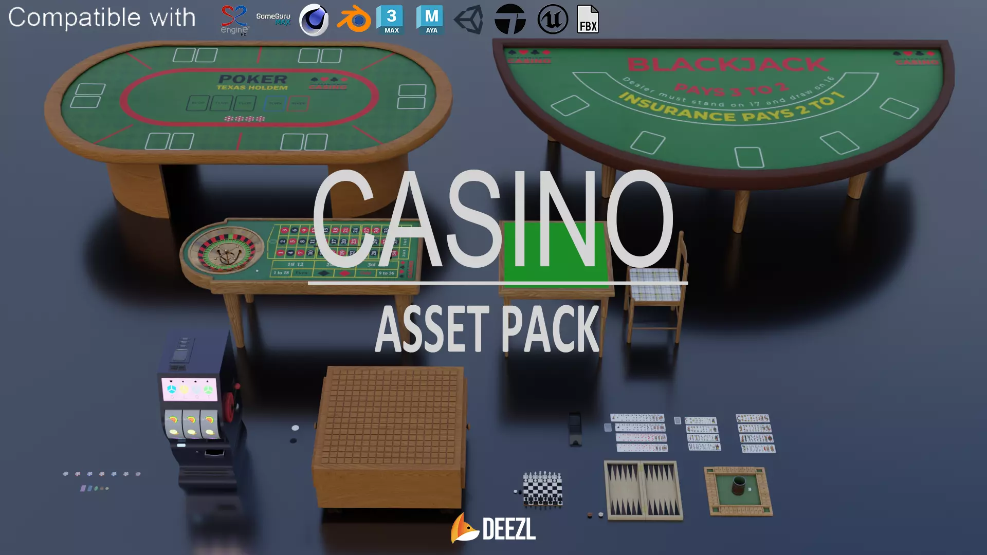 Casino - Asset pack Low-poly 3D model_0