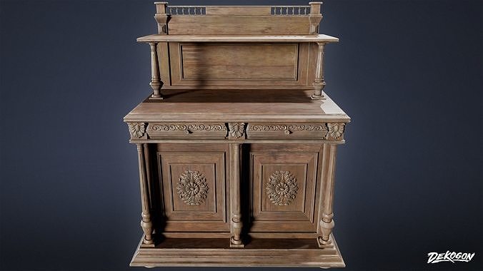 VICTORIAN - Cabinet Victorian 03 - LOW POLY AND NANITE Low-poly 3D model