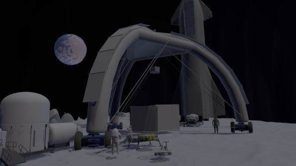 SPACE ROBOTIC MOON SCENE 3D model_2