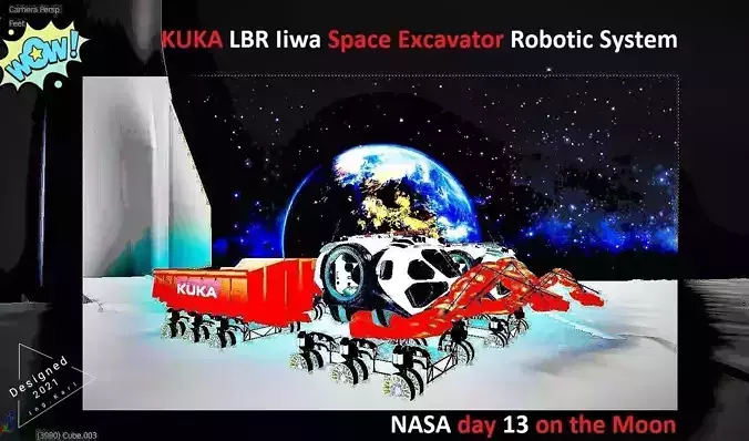 SPACE ROBOTIC MOON SCENE 3D model