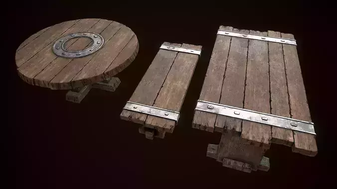 Old Medieval Viking table game ready low poly model 