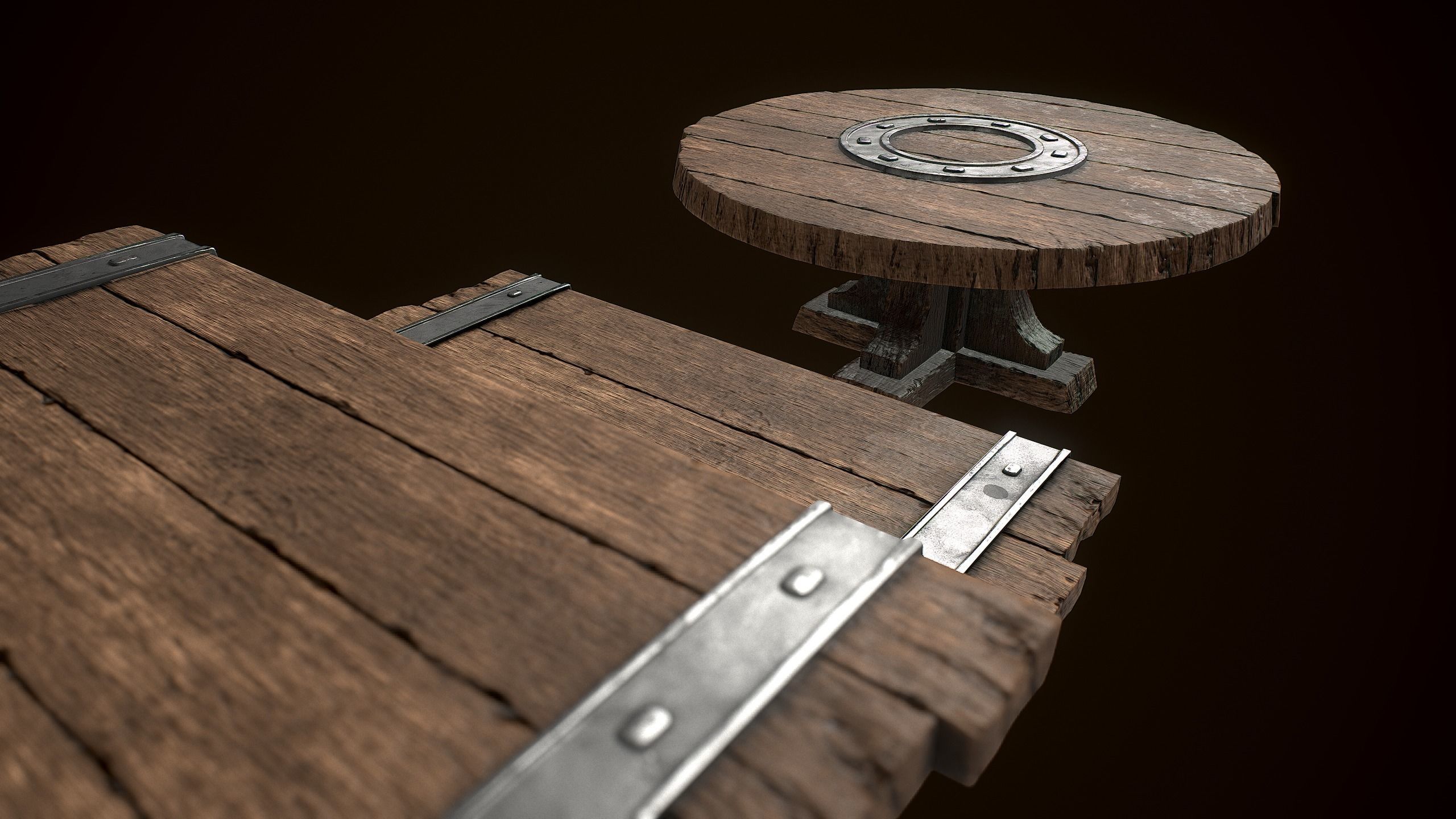 Old Medieval Viking table game ready low poly model  Low-poly 3D model_5