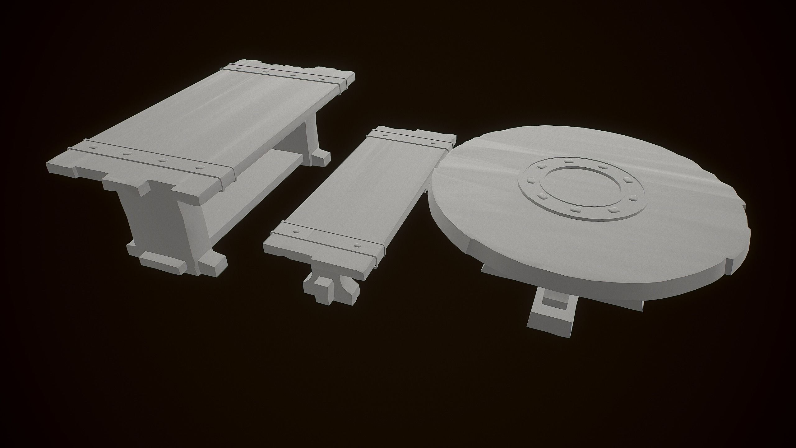 Old Medieval Viking table game ready low poly model  Low-poly 3D model_13