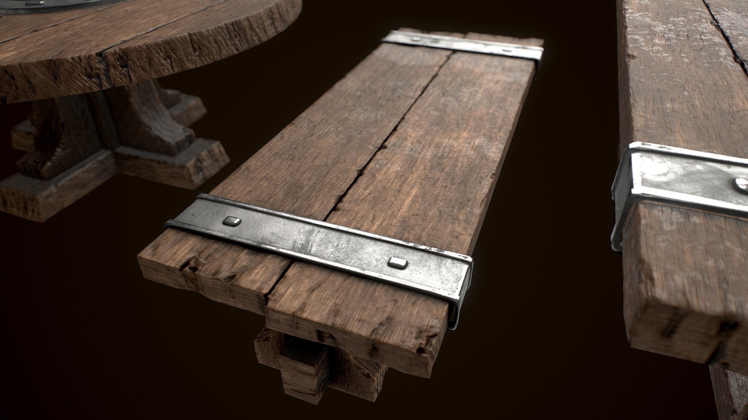 Old Medieval Viking table game ready low poly model  Low-poly 3D model_3