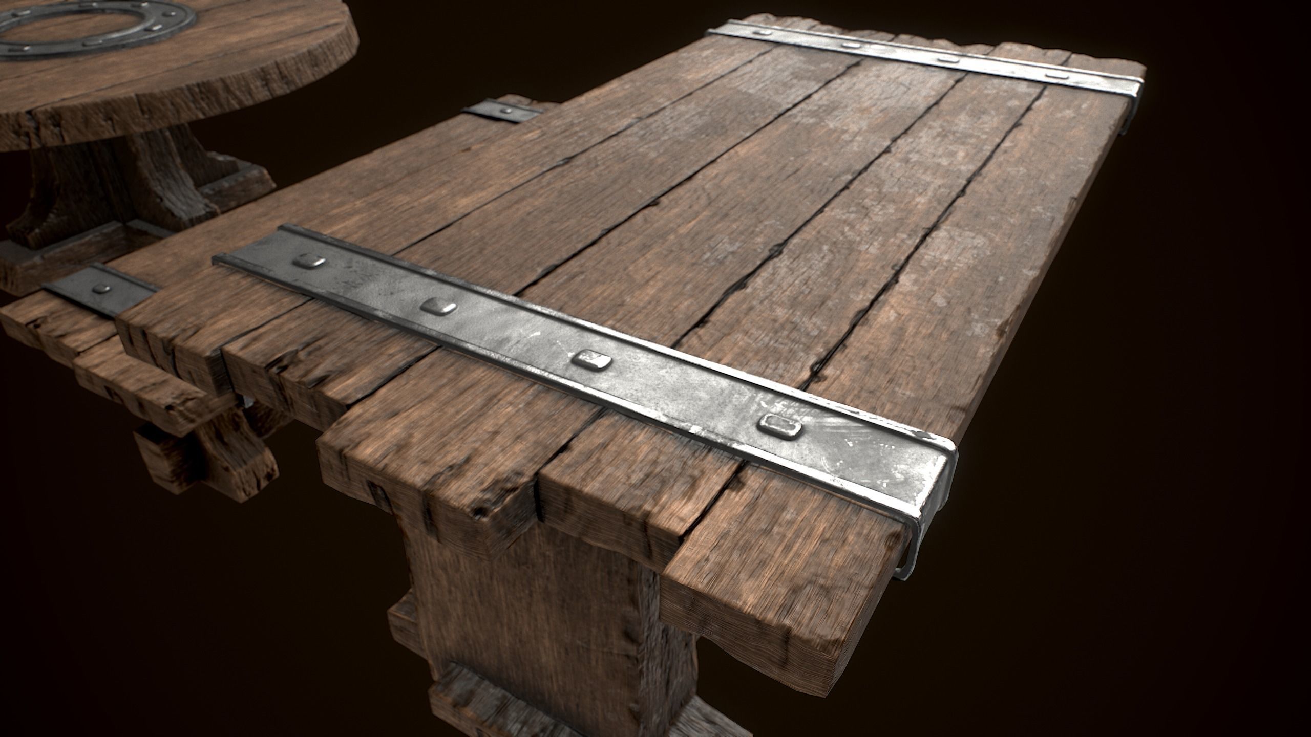 Old Medieval Viking table game ready low poly model  Low-poly 3D model_4