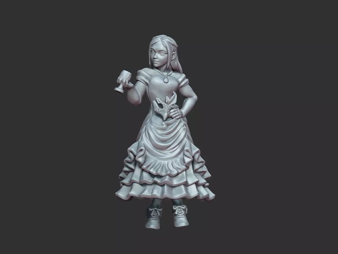 Aristocrat Woman 3D printable dungeons and dragons miniature stl 3D print model