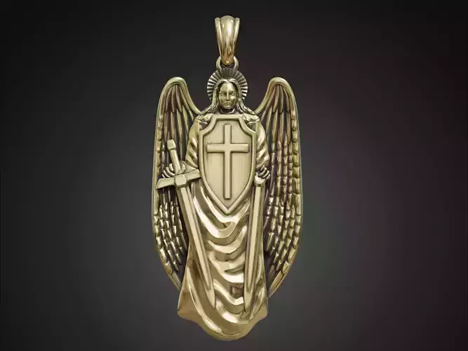 Guardian Angel Pendant Amulet with a Sword